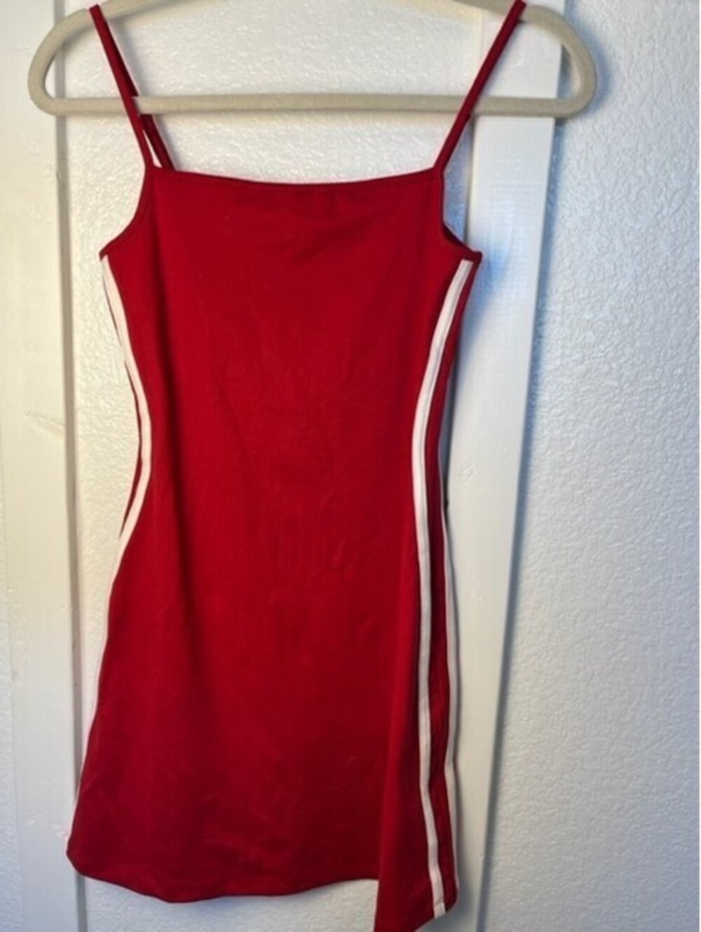 Red Mini Slip Dress with White Side Stripes - Size XS By Wild Fable.